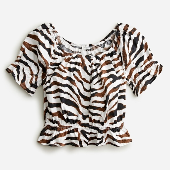 J. crew Gathered scoopneck top in zebra stripe - Picture 3 of 9